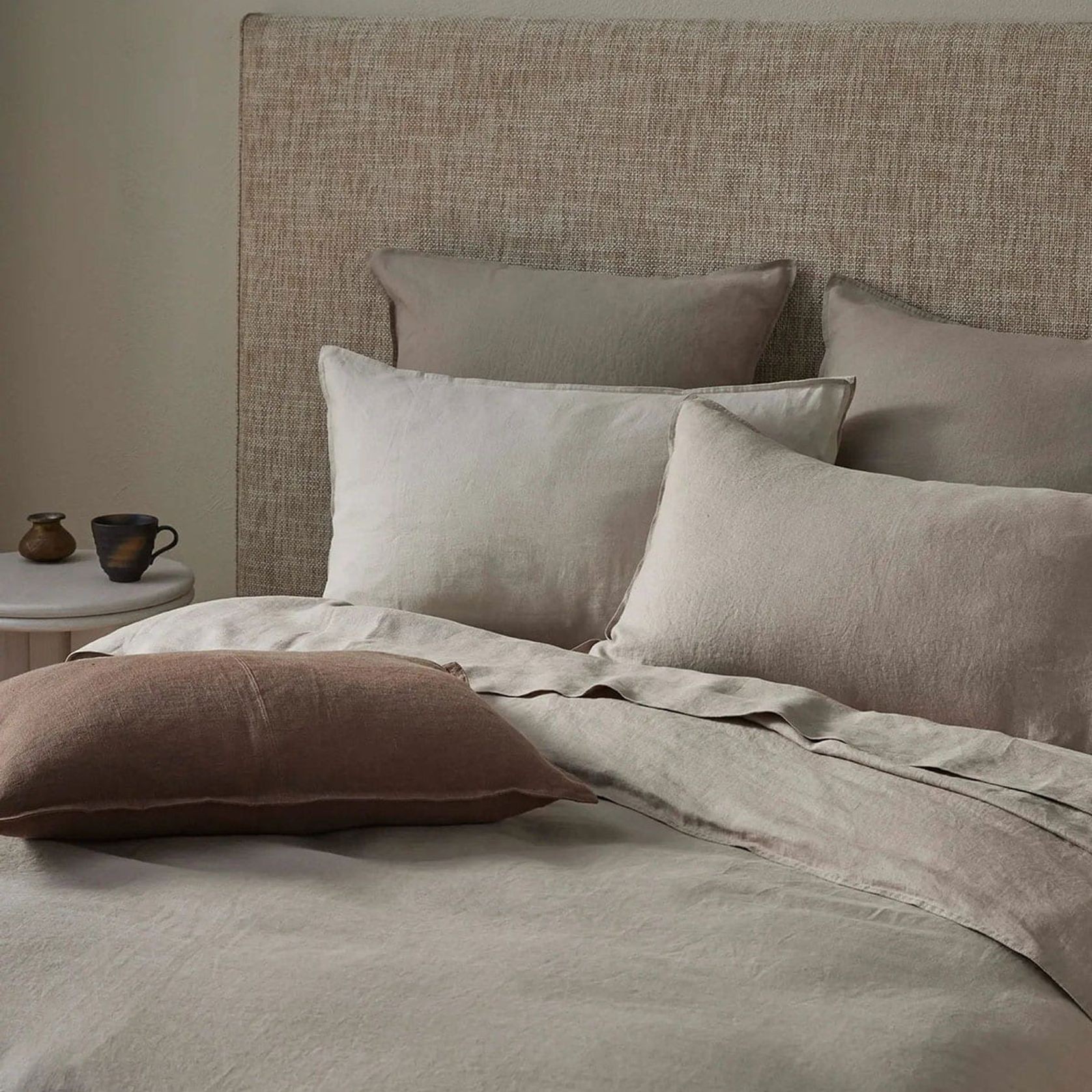 Ravello Linen Flat Sheet - Pebble | Weave Home gallery detail image