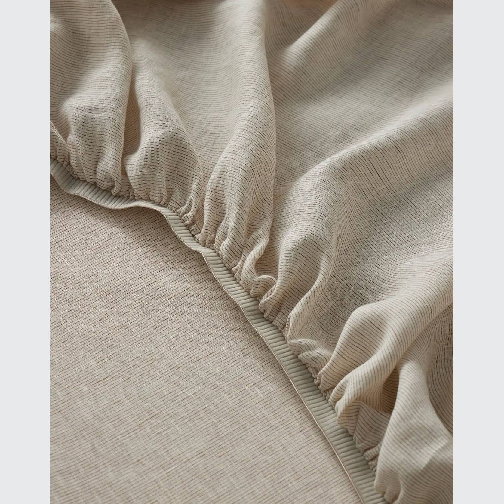 Ravello Linen Fitted Sheet - Savanna Pinstripe | Weave Home gallery detail image