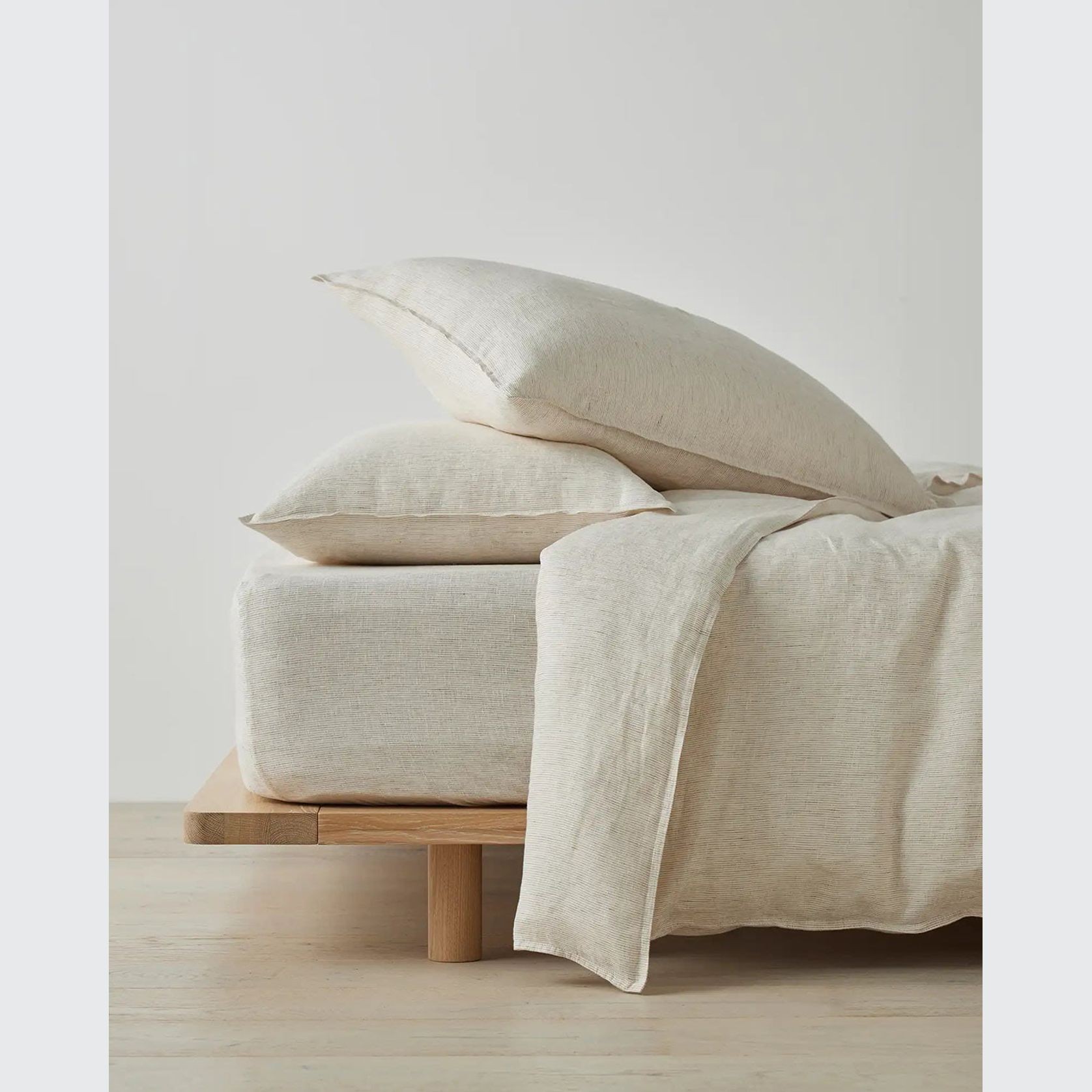 Ravello Linen Fitted Sheet - Savanna Pinstripe | Weave Home gallery detail image