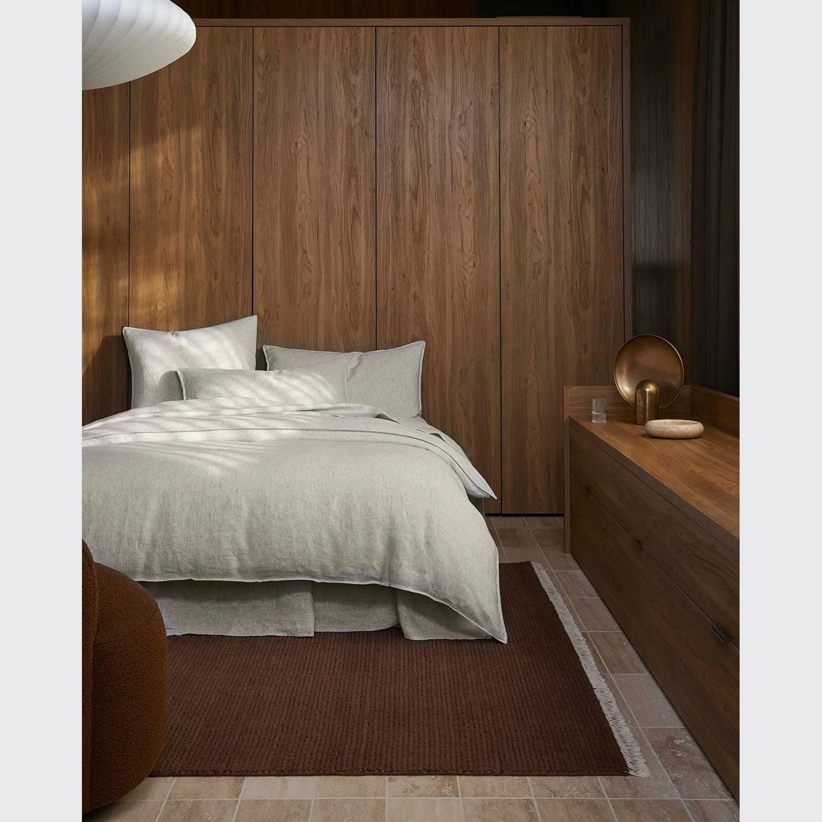 Ravello Linen Fitted Sheet - Savanna Pinstripe | Weave Home gallery detail image