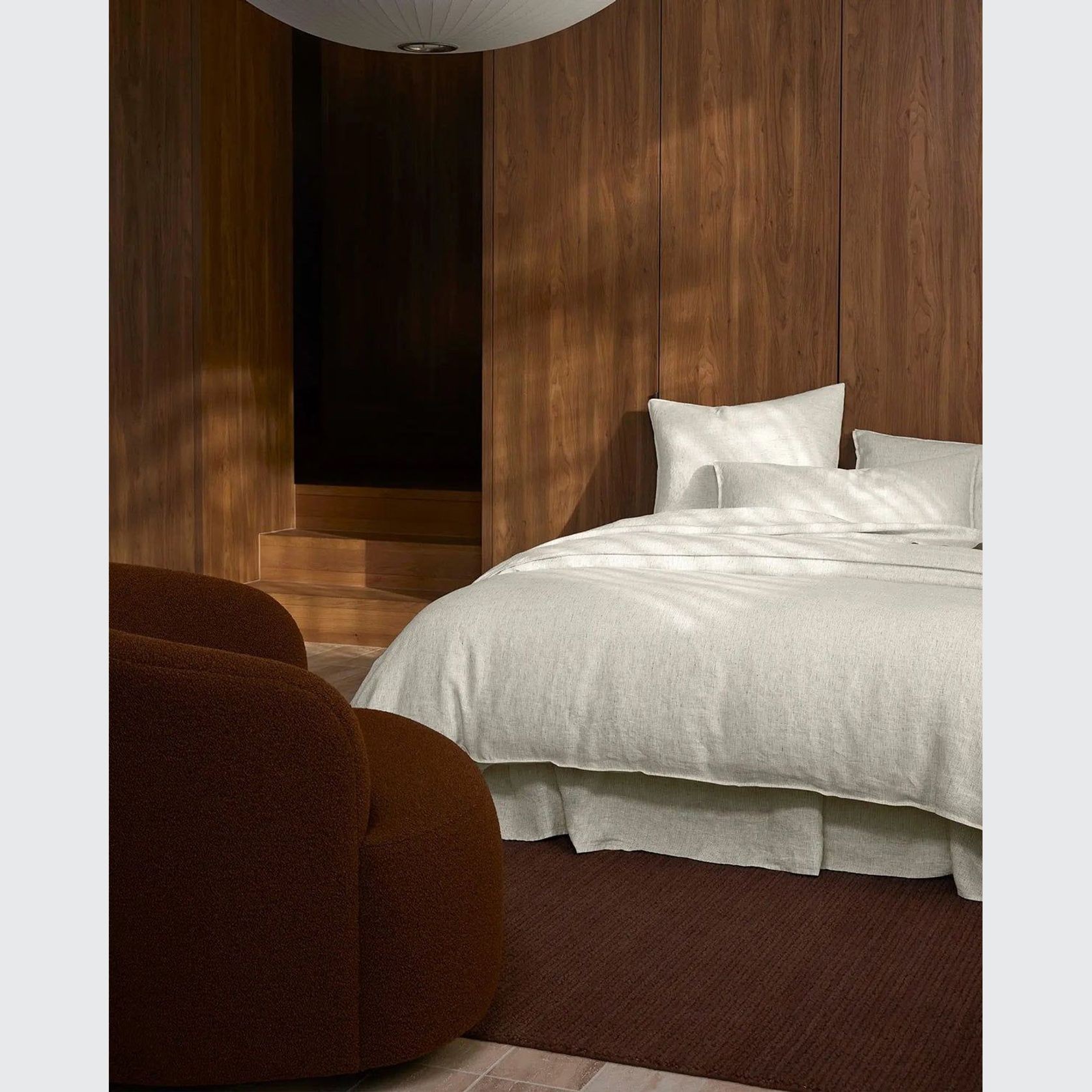 Ravello Linen Fitted Sheet - Savanna Pinstripe | Weave Home gallery detail image