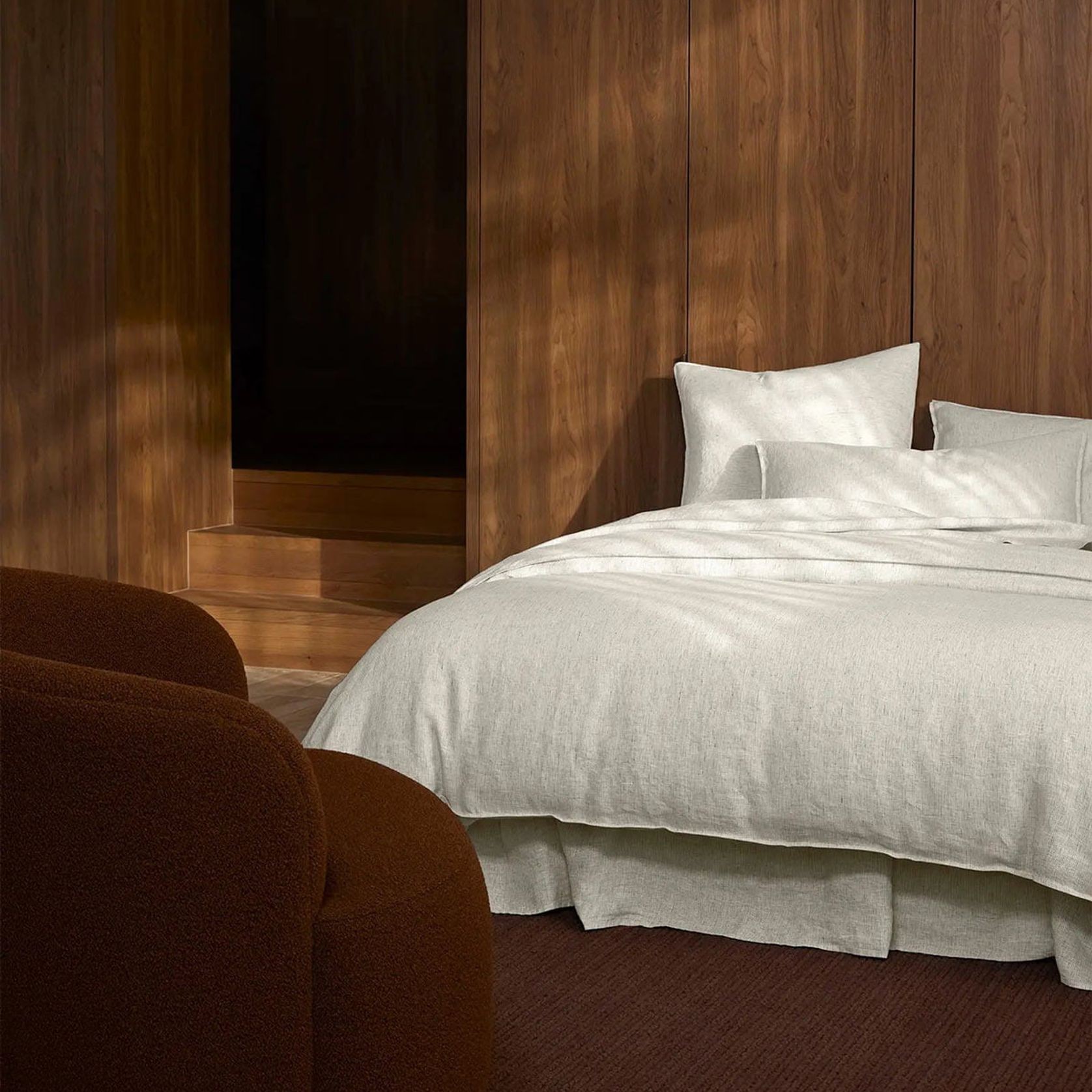 Ravello Linen Flat Sheet - Savanna Pinstripe | Weave Home gallery detail image