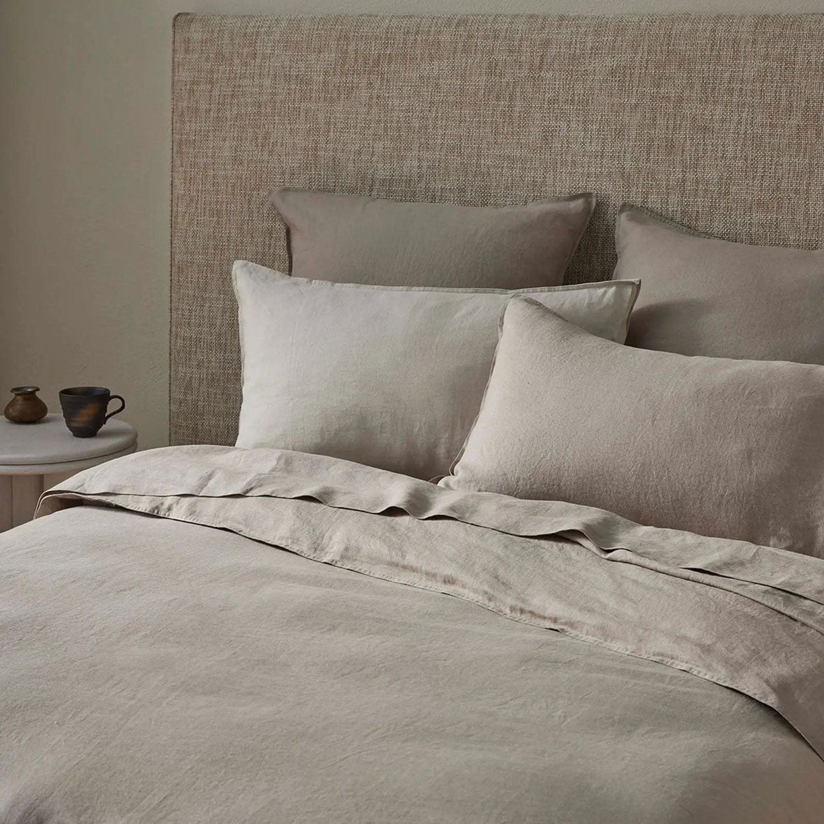 Ravello Linen Fitted Sheet - Pebble | Weave Home gallery detail image