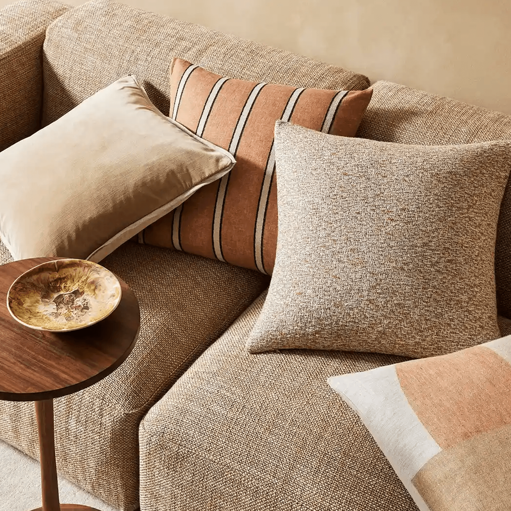 Weave Home Vinnie Striped Cushion - Terracotta | Square and Lumbar gallery detail image