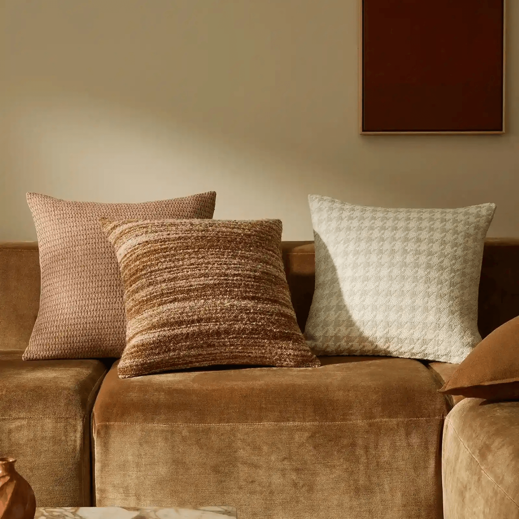 Weave Home Giovanni Cushion - Salt | Bouclé Houndstooth gallery detail image