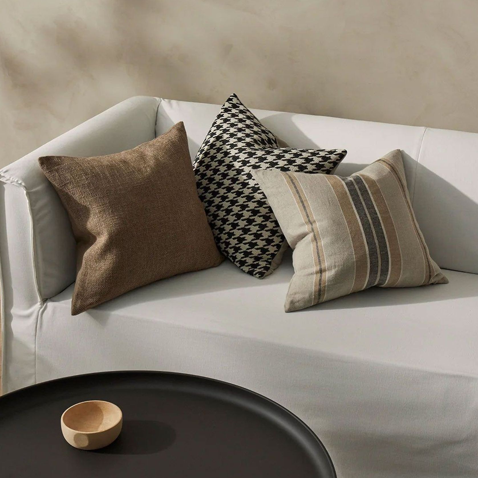 Weave Home Giovanni Cushion - Midnight | Bouclé Houndstooth gallery detail image