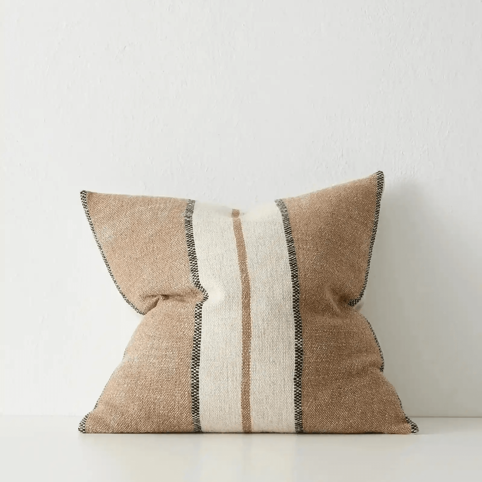 Weave Home Ottavio Cushion - Cocoa | Textured Stripe gallery detail image