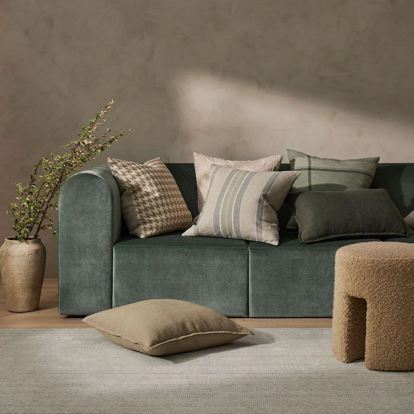 Weave Home Giovanni Cushion - Oatmeal | Bouclé Houndstooth gallery detail image