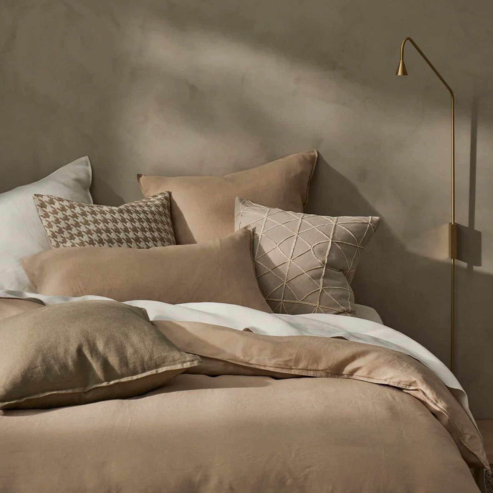 Weave Home Giovanni Cushion - Oatmeal | Bouclé Houndstooth gallery detail image