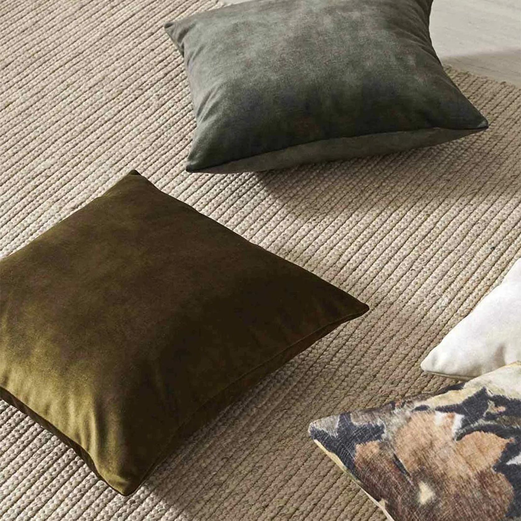 Weave Home Ava Velvet Cushion - Moss | 50 x 50cm gallery detail image