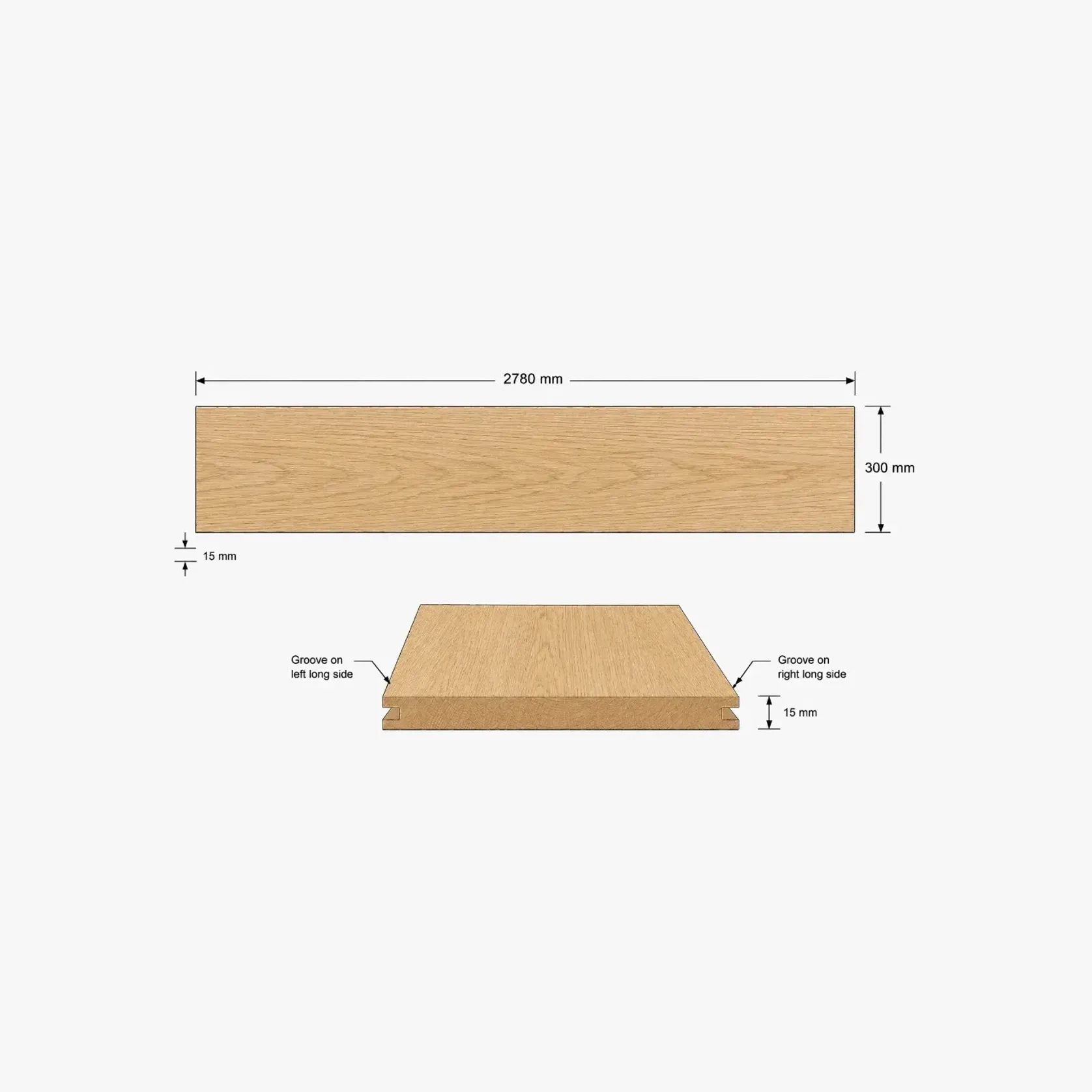 White Oak Veneer T&G Wall Panel UV-Coated A/BB gallery detail image