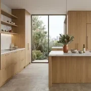 Kitchen made with White Oak Timber Veneer Panel A/B UV-Coated FOSB