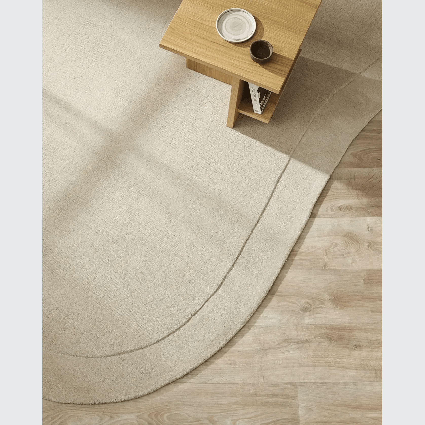 Baya Form 100% Wool Rug - Natural | Curved Form Rug gallery detail image