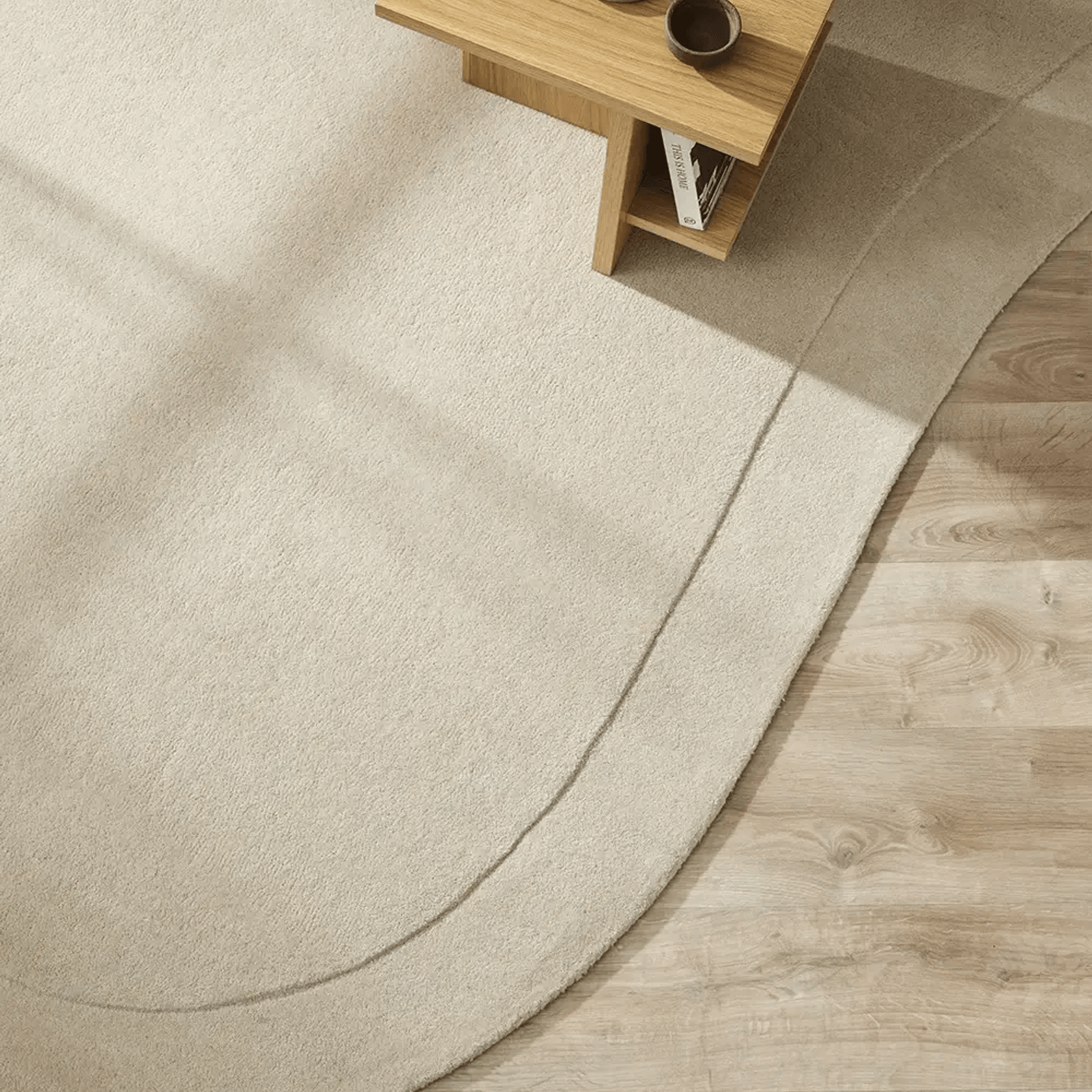 Baya Form 100% Wool Rug - Natural | Curved Form Rug gallery detail image