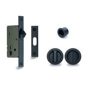 Zanda Visca Flush Pull Kit Privacy Set Matt Black for Sliding Door 8106BLK gallery detail image