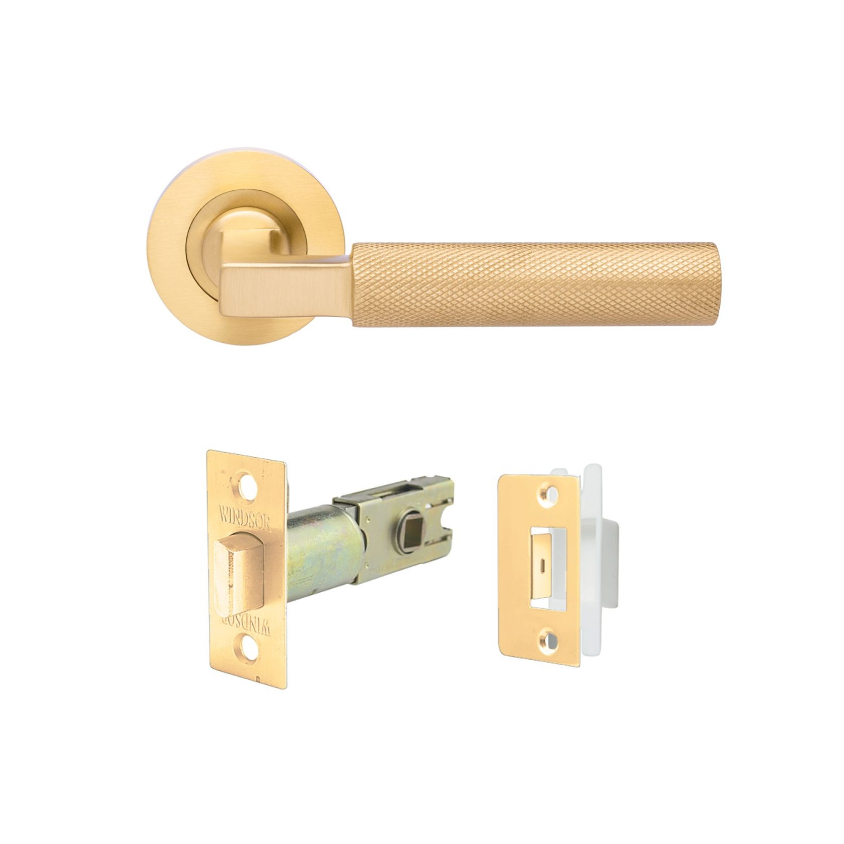 Zanda Zurich Door Handle Lever Set Passage Includes Latch Satin Brass 9346SB - Customise to your needs gallery detail image