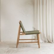 Zadie Tan Leather and Teak Chair - Olive gallery detail image