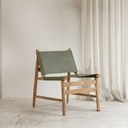 Zadie Tan Leather and Teak Chair - Olive gallery detail image