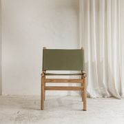 Zadie Tan Leather and Teak Chair - Olive gallery detail image