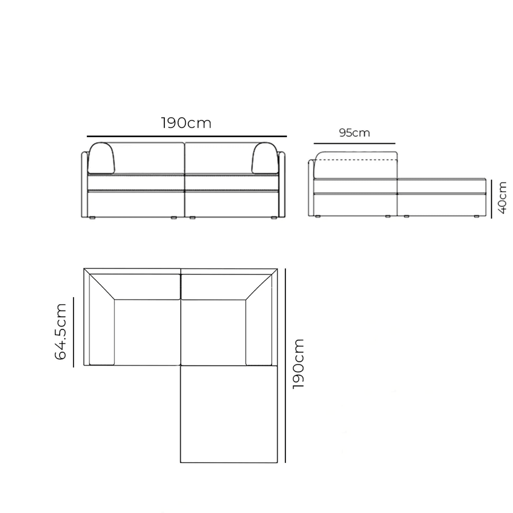 Addy 3 Seater Chaise Sofa - Copenhagen Espresso gallery detail image