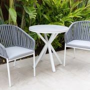 Adele Round Ceramic Table With Melang Chairs 3pc Outdoor Dining Setting gallery detail image