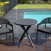 Adele Round Ceramic Table With Nivala Chairs 3pc Outdoor Dining Setting gallery detail image