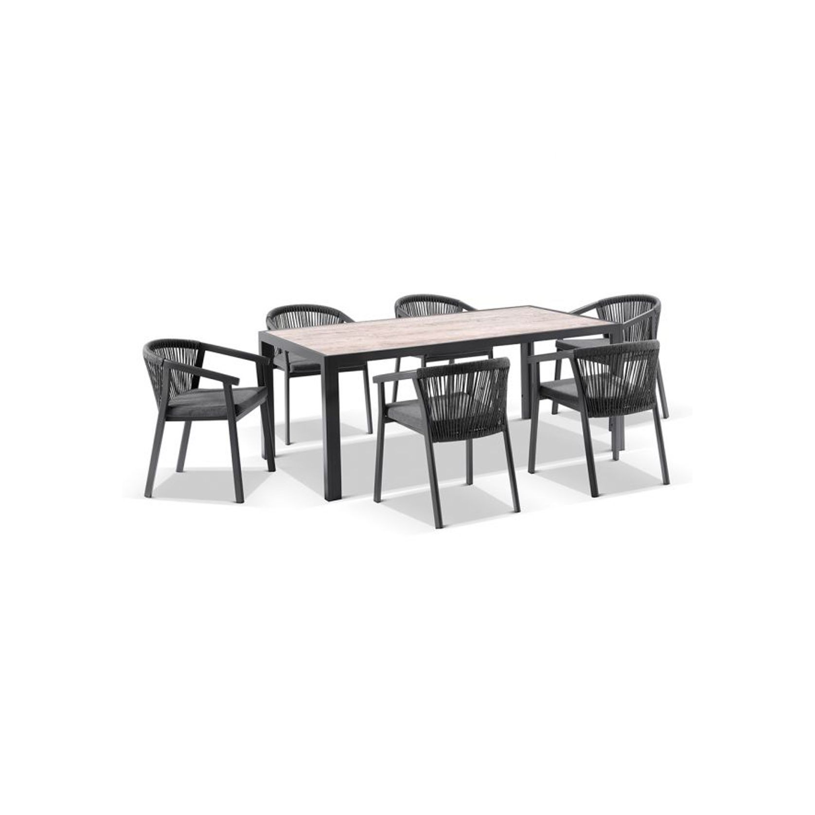 Alpine Outdoor Table w/ 6 Panama Rope Dining Chairs gallery detail image