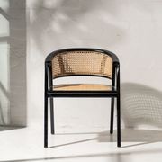 Amalia Rattan Rounded Dining Chair - Black gallery detail image