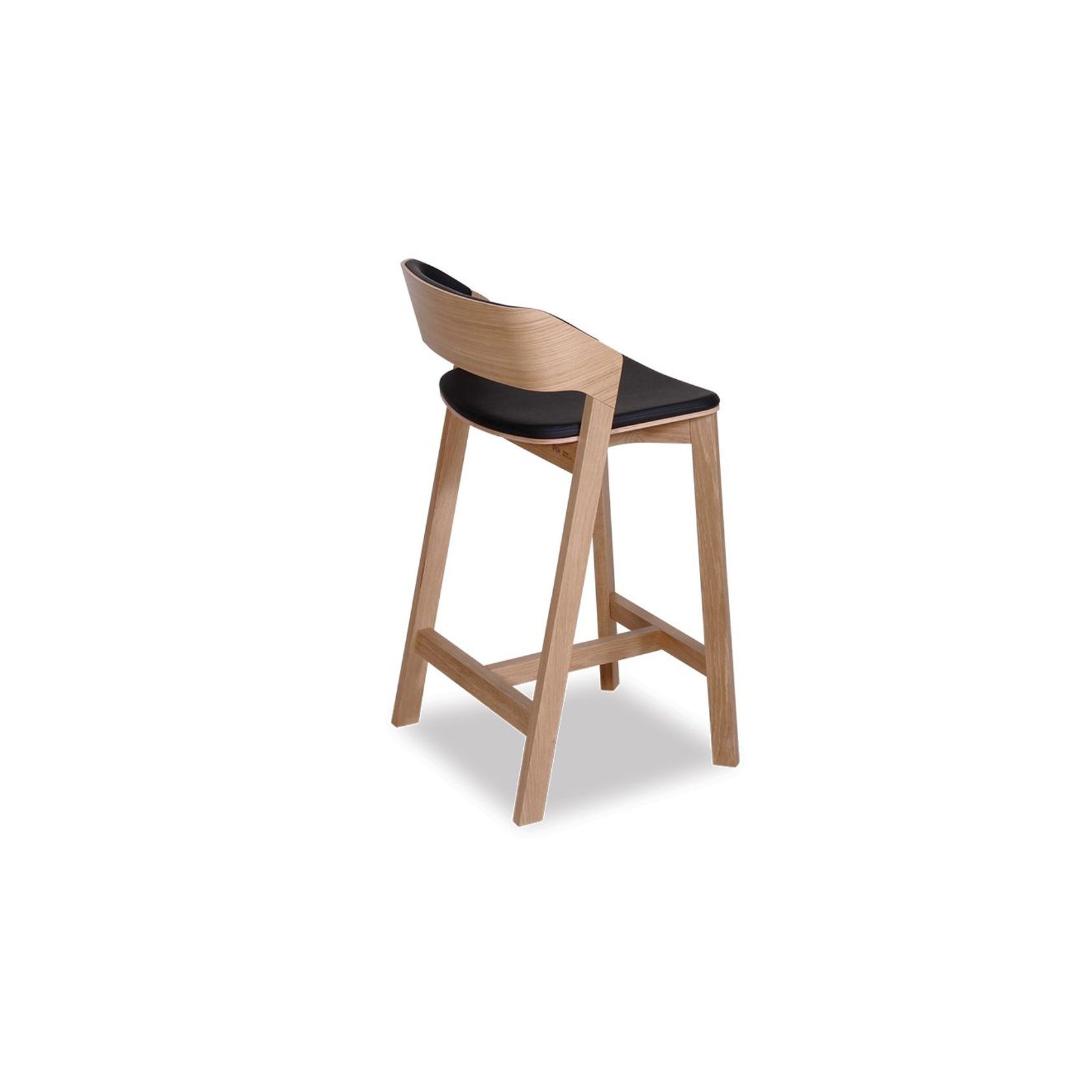 Merano Kitchen Stool - Natural Oak - Black Pad - by TON gallery detail image