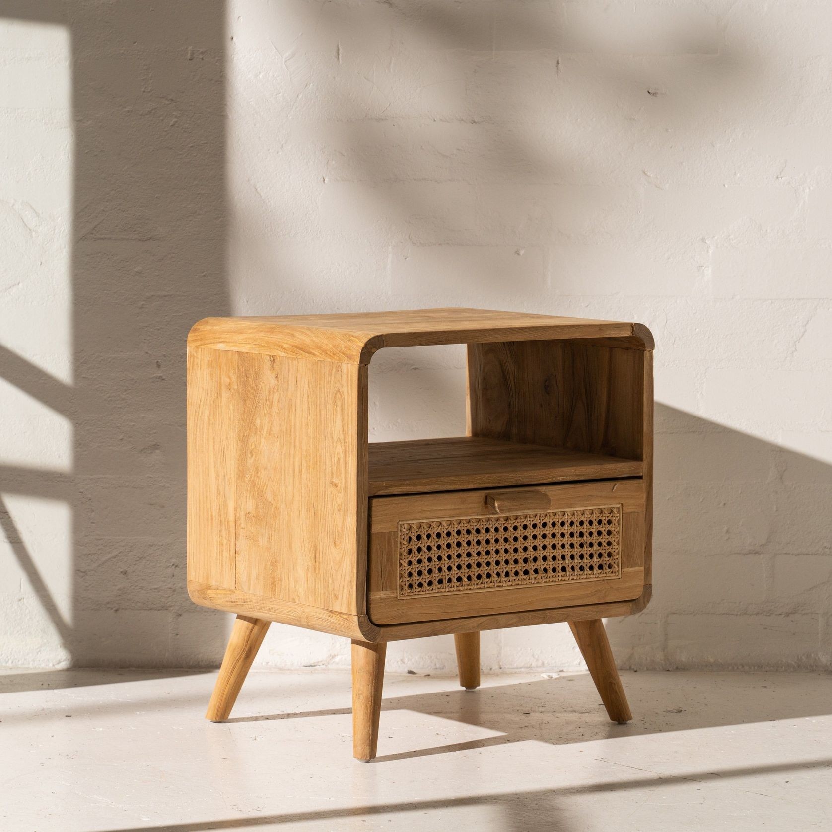Aolani Teak and Rattan Bedside Table gallery detail image