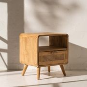 Aolani Teak and Rattan Bedside Table gallery detail image