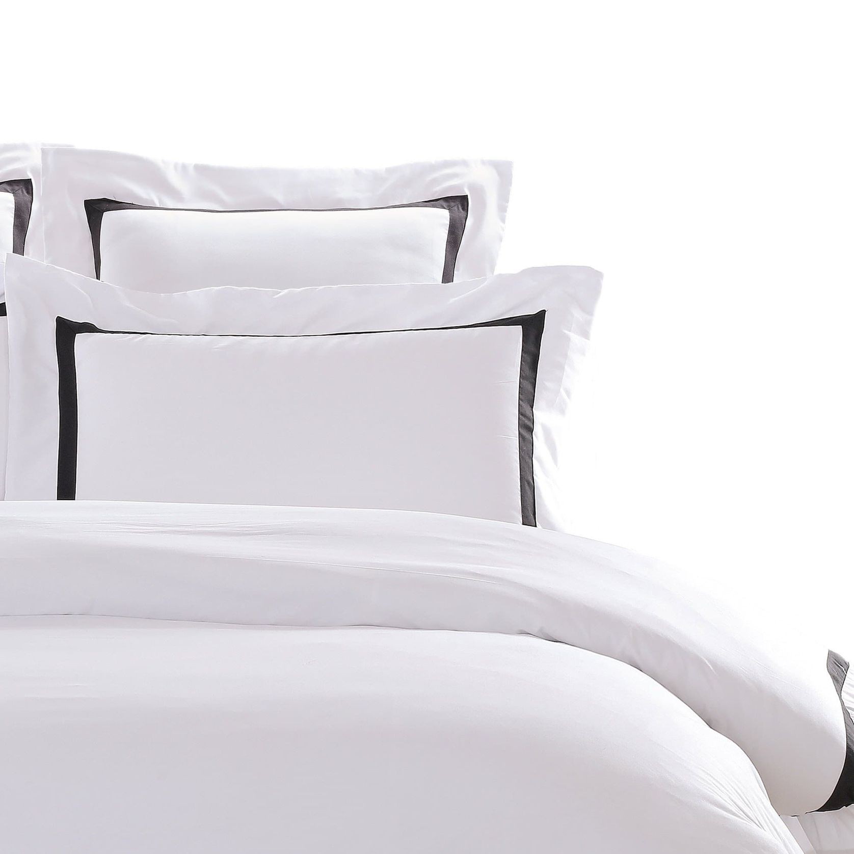 Ava Collection European Pillowcase Set - Black Trim gallery detail image