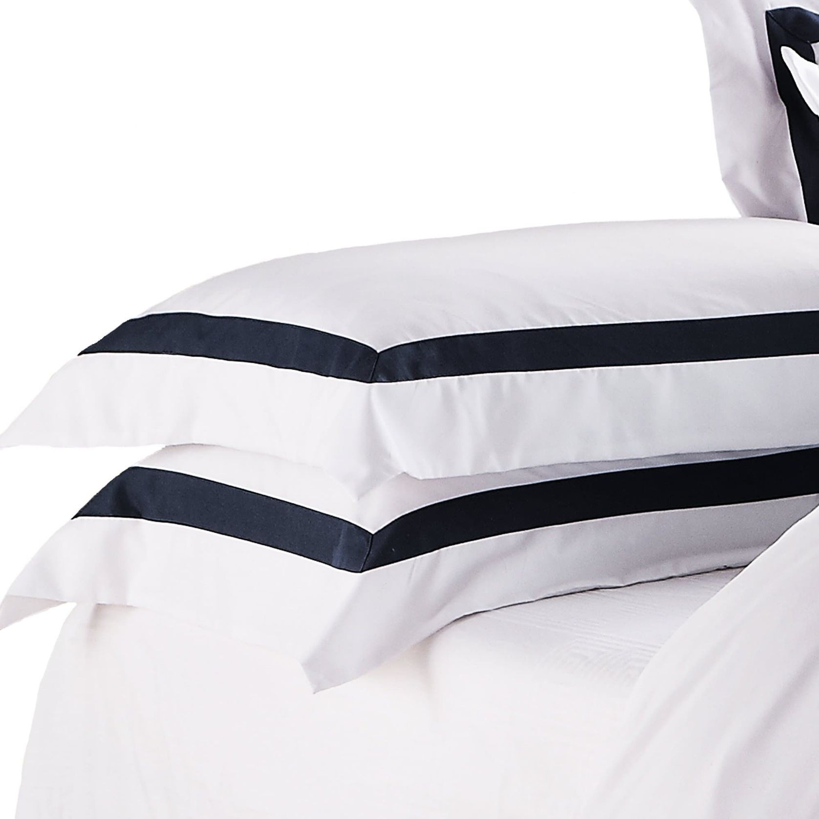 Ava Collection Standard Pillowcase Set - Black Trim gallery detail image