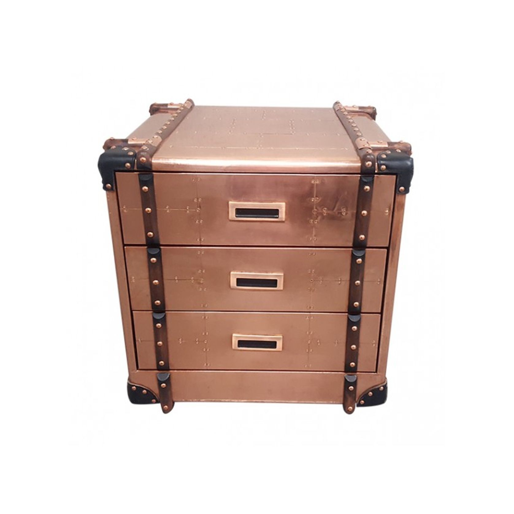 Aviator Copper Bedside Table with Drawers gallery detail image