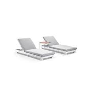 Santorini Aluminium Sun Lounge Set | White & Light Grey gallery detail image