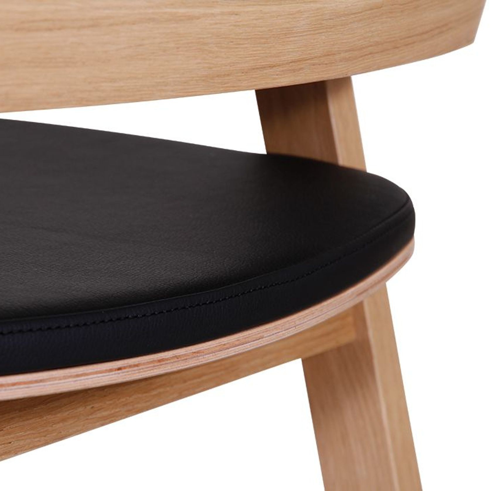 Merano Kitchen Stool - Natural Oak - Black Pad - by TON gallery detail image