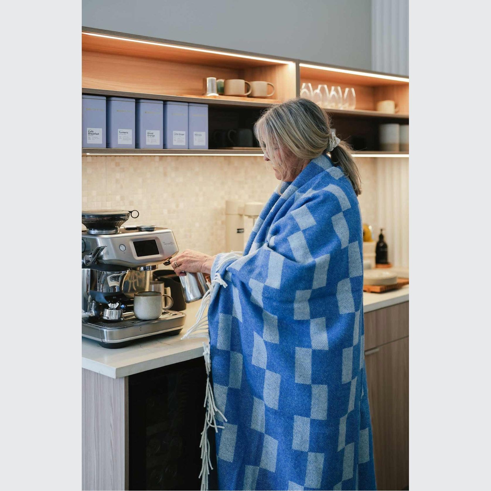 Ruanui Station Lambswool Throw - Backtrap Blue gallery detail image