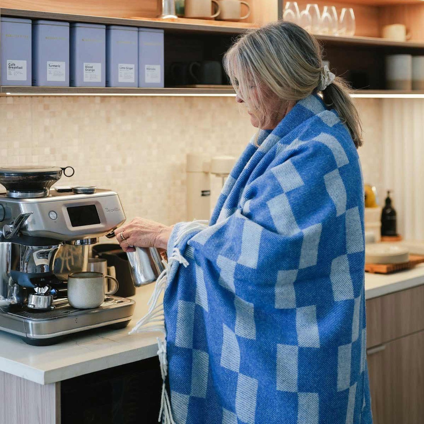 Ruanui Station Lambswool Throw - Backtrap Blue gallery detail image