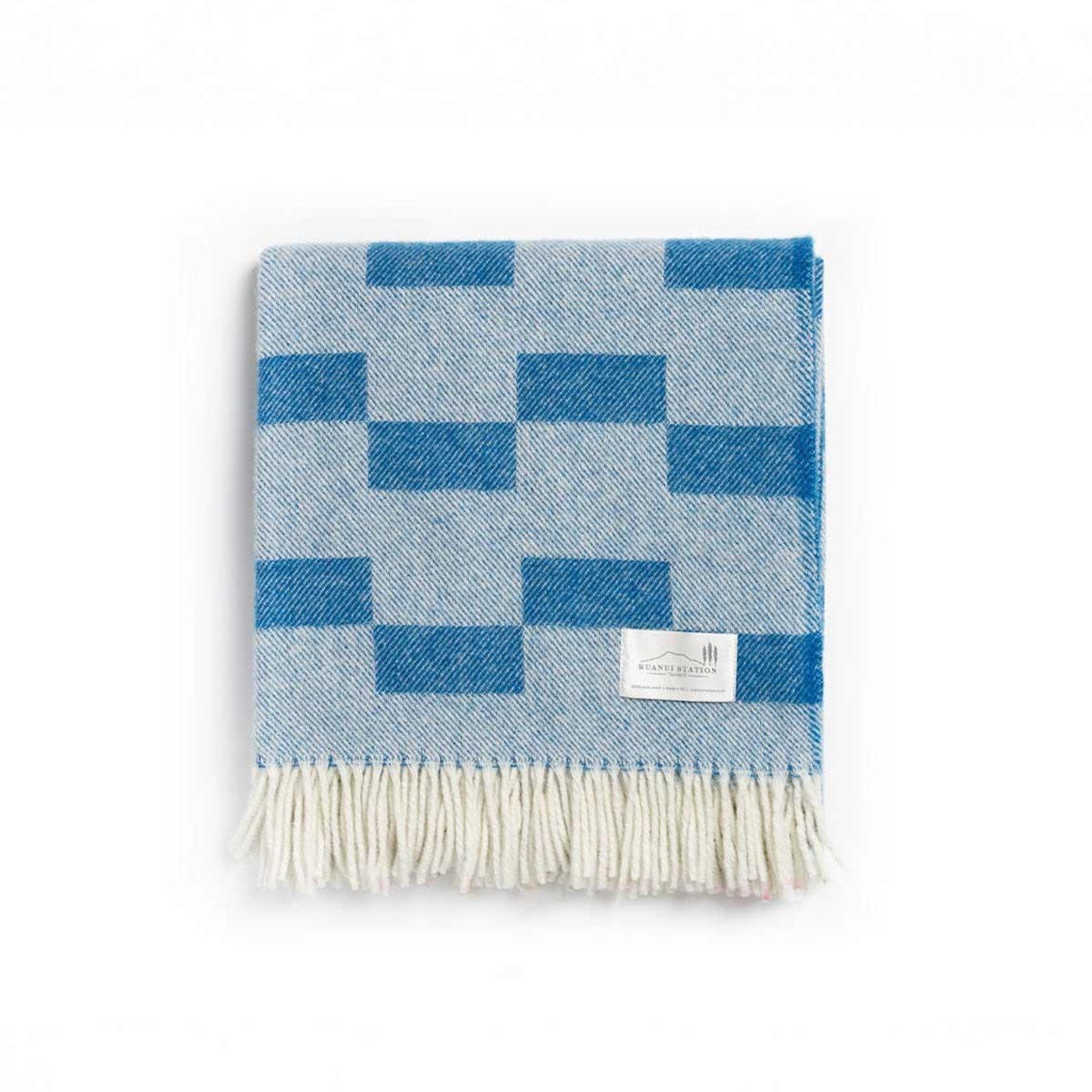 Ruanui Station Lambswool Throw - Backtrap Blue gallery detail image