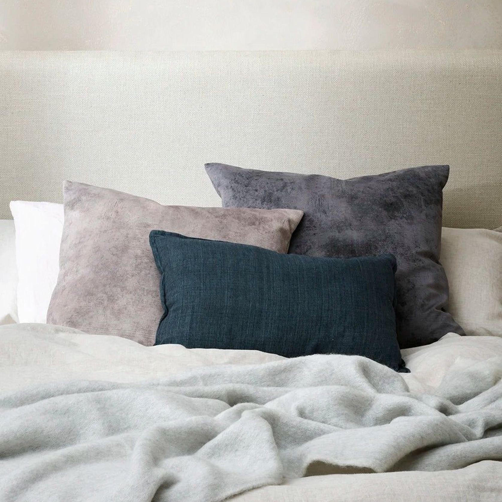 Baya Theo Velvet Cushion - Smoke | Large 60 x 60cm gallery detail image