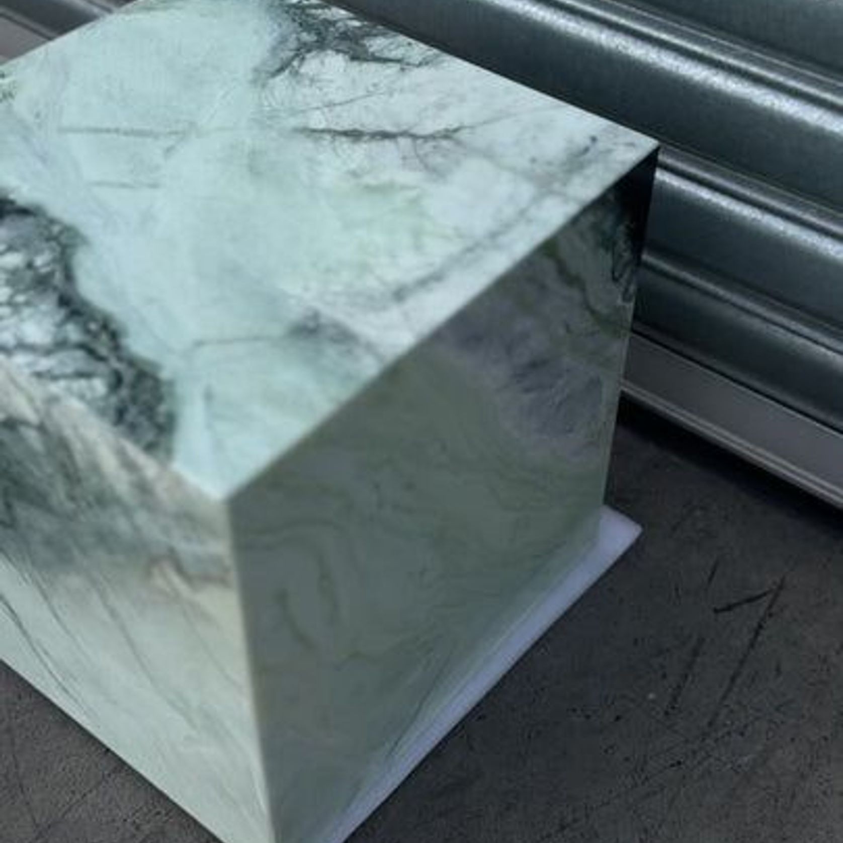 Cube Side Table - Twill Green Marble | Natural Stone Co. gallery detail image