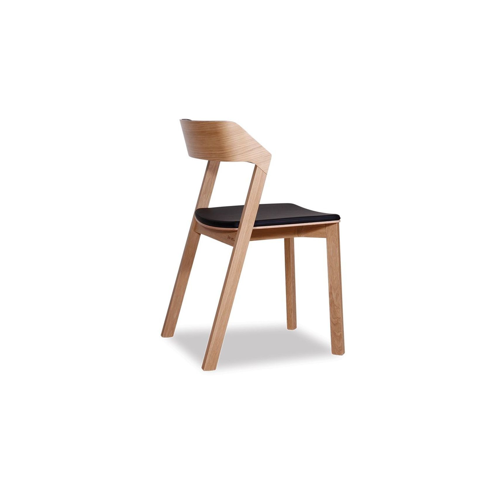 Merano Dining Chair - Natural Oak - Black Pad - by TON gallery detail image