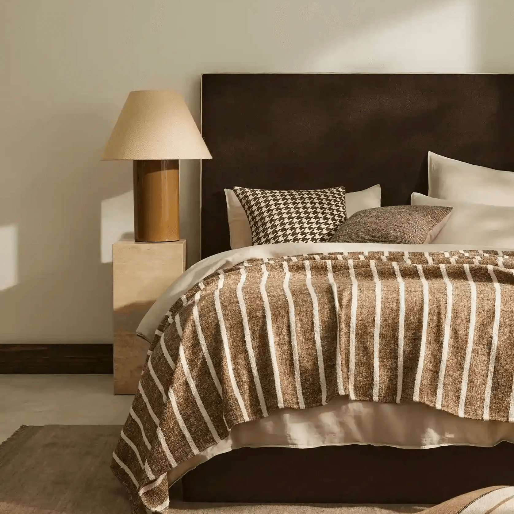 Weave Home Giovanni Cushion - Cocoa | Bouclé Houndstooth gallery detail image