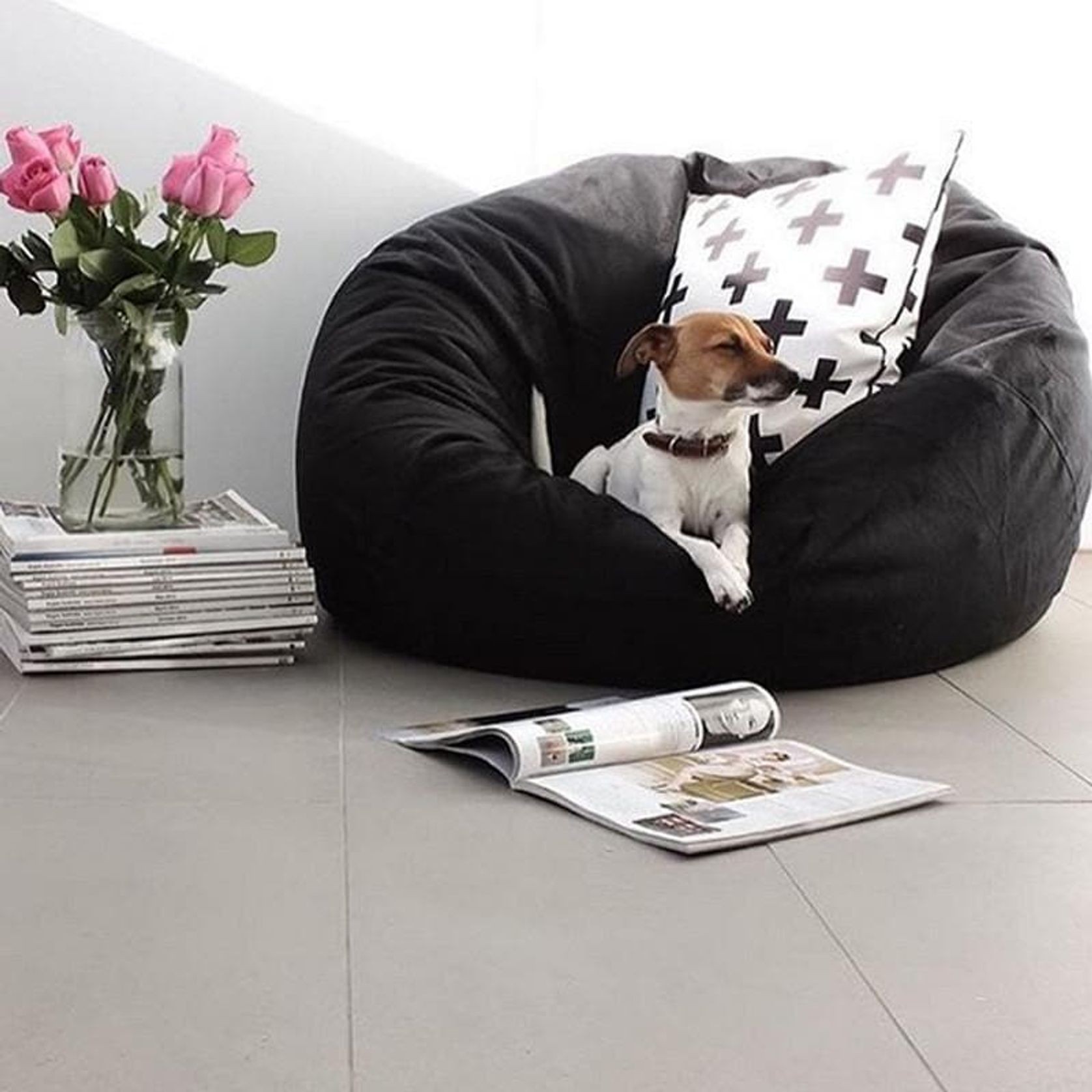 Pierre Fur Bean Bag - Black gallery detail image