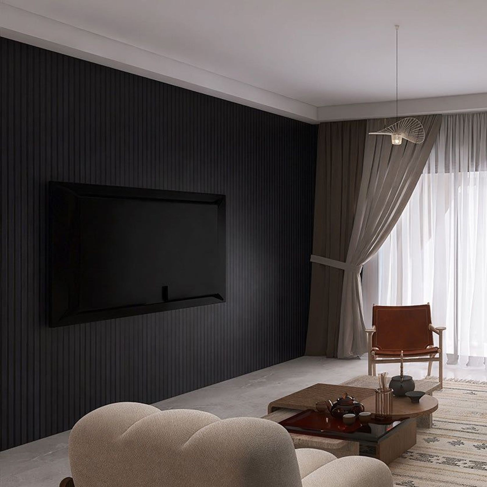 WOODFLEX Flexible Acoustic Wood Slat Wall Panel, Black Veneer - 2700mm x 600mm gallery detail image