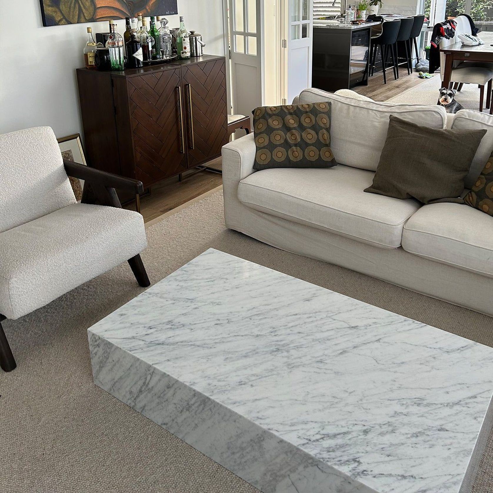 Block Coffee Table - Carrara Marble gallery detail image