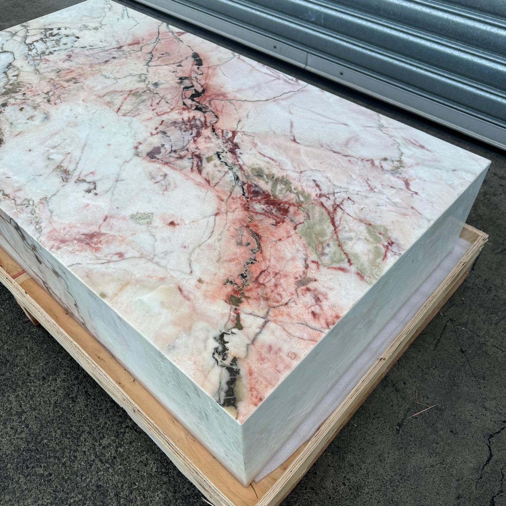 Block Coffee Table - Peach Pink Rose Marble gallery detail image
