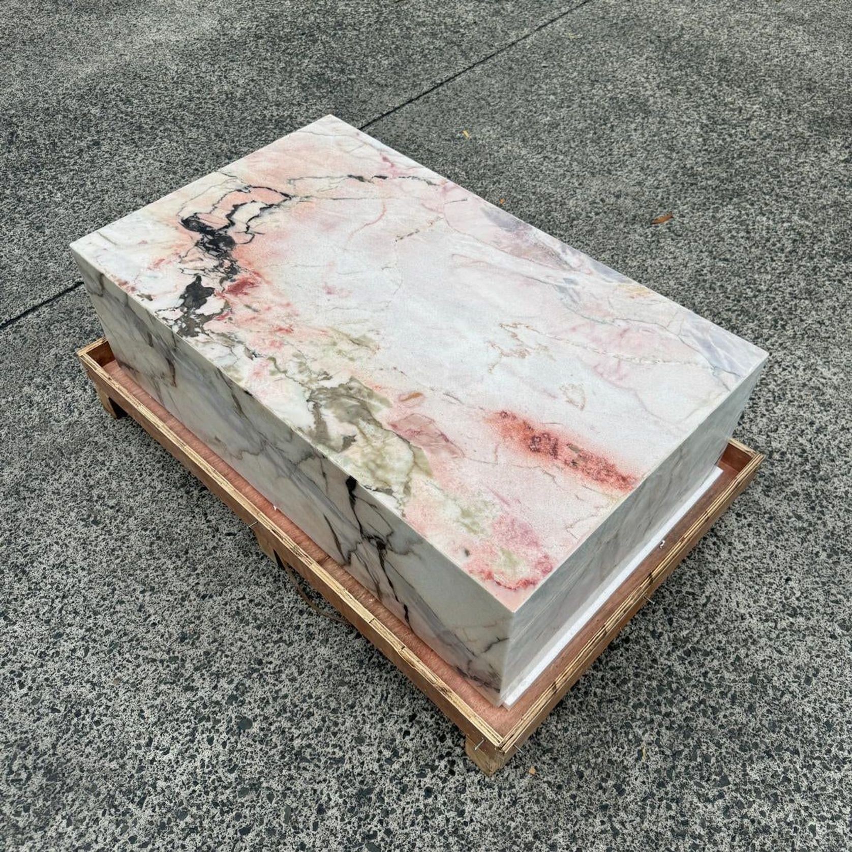 Block Coffee Table - Peach Pink Rose Marble gallery detail image