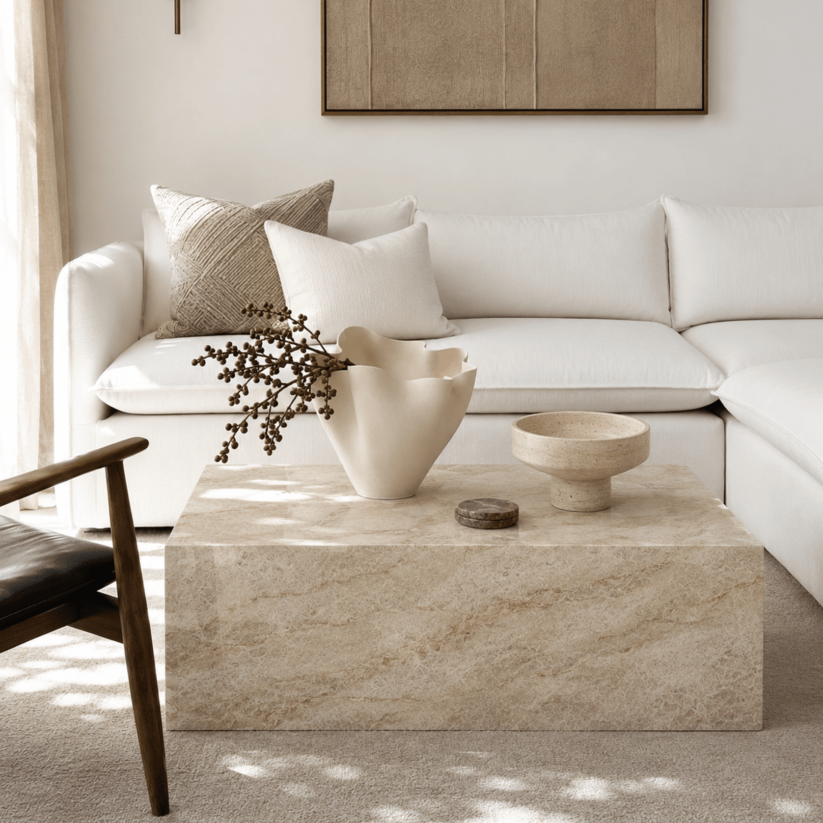 Block Coffee Table - Taj Mahal Quartzite gallery detail image