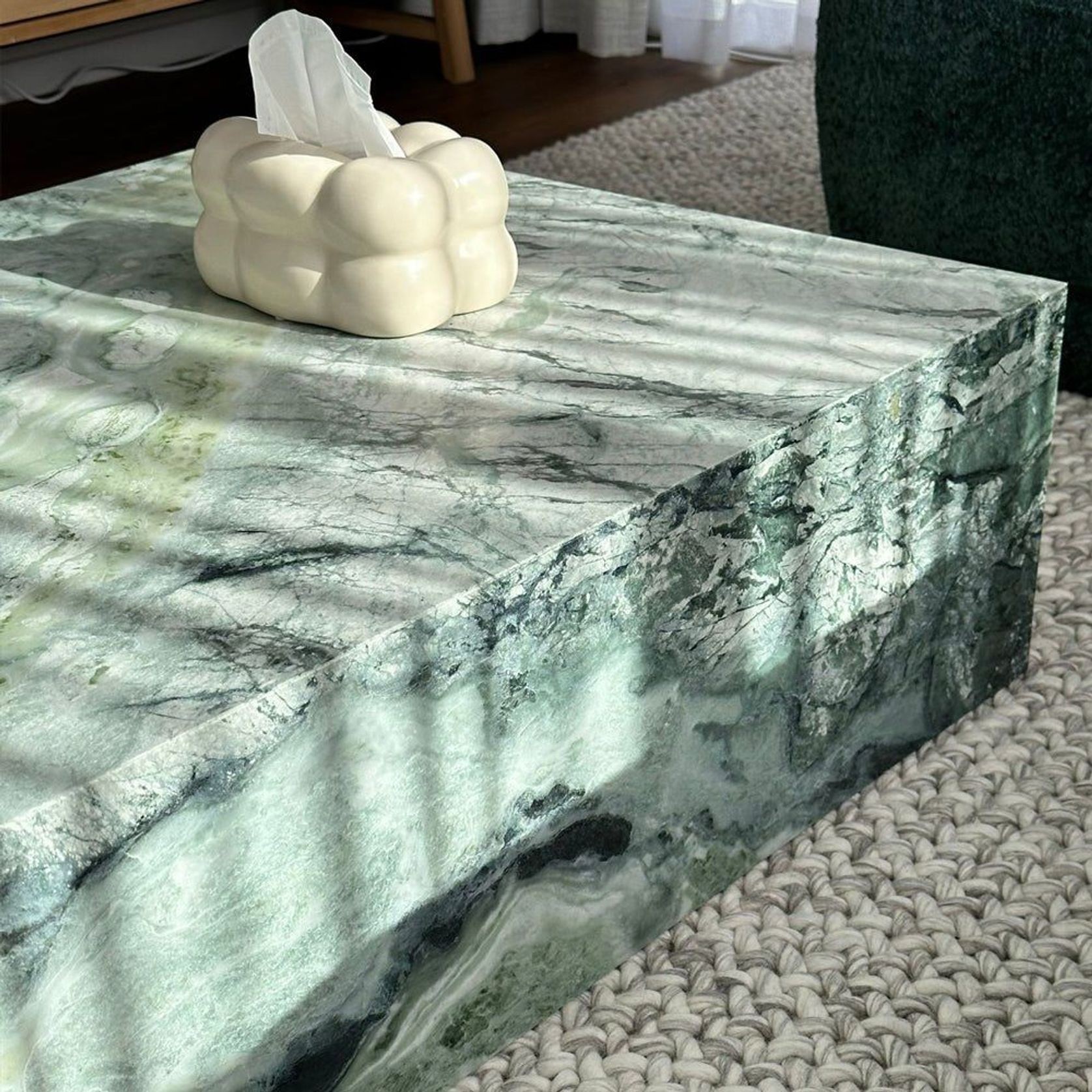 Block Coffee Table - Twill Green Marble gallery detail image